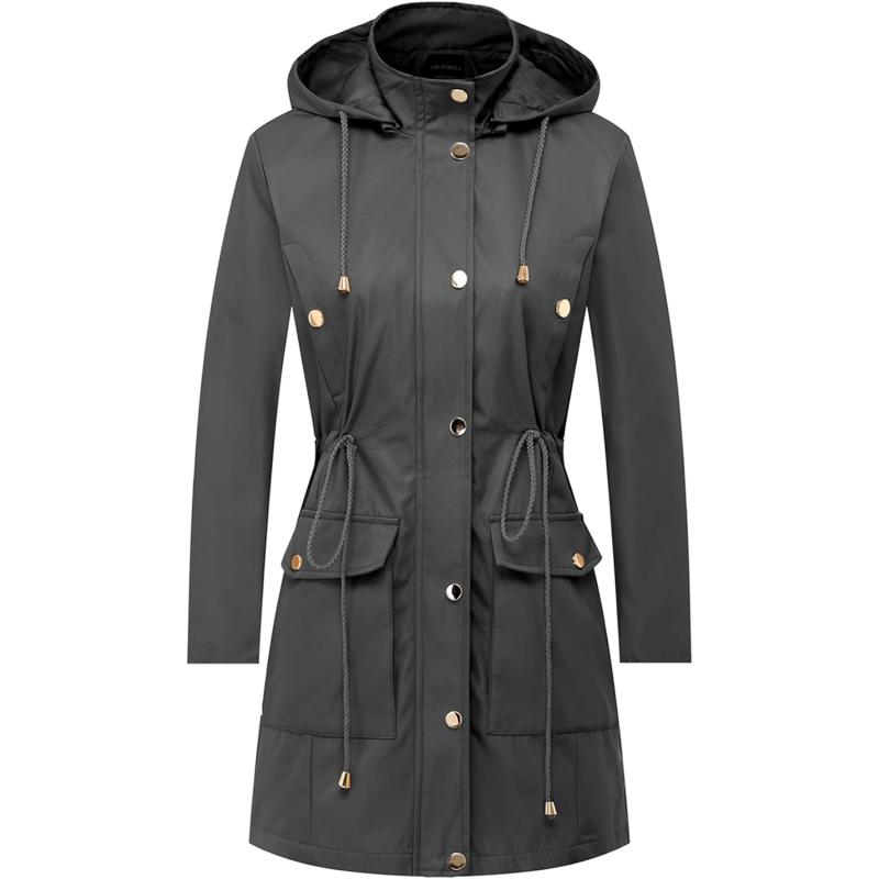 CREATMO US Women’s Plus Size Water-Resistant Trench Coat Long ...