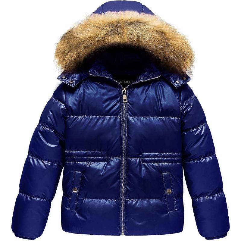 CREATMO US Girl’s Kids Metallic Shiny Jacket with Detachable Fur Collar ...