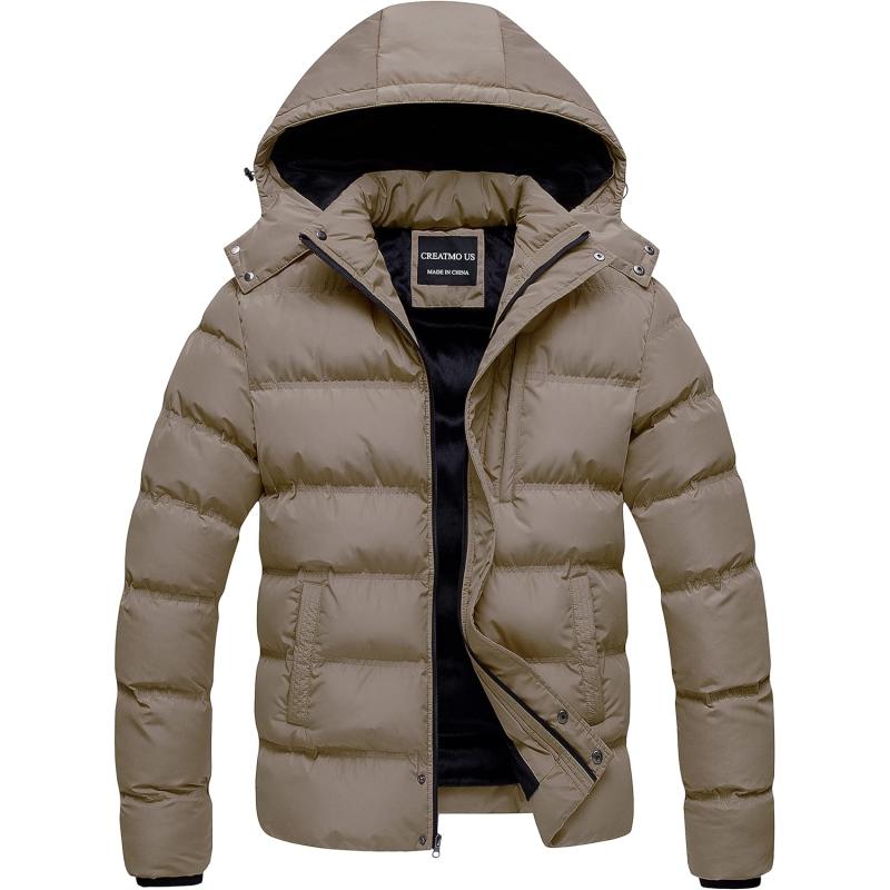 CREATMO US Men’s Puffer Jacket Waterproof Winter Parka jacket Warm ...