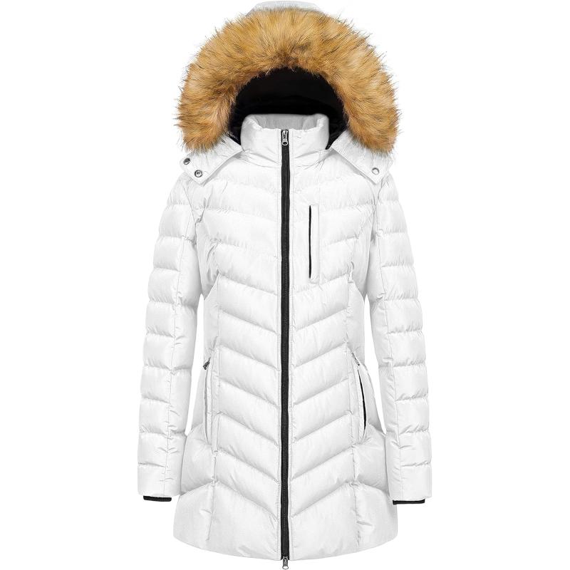 CREATMO US Women's Winter Hooded Coat Waterproof Warm Long Puffer Jacket  Parka